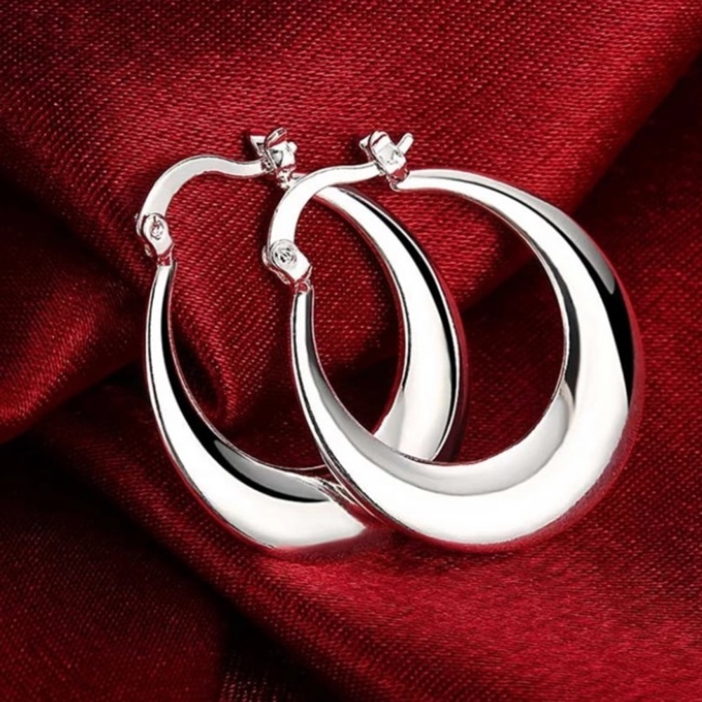NEW 925 Sterling Silver U Shape Hoop Earrings